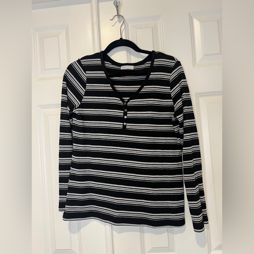 Papaya Monochrome Striped Top